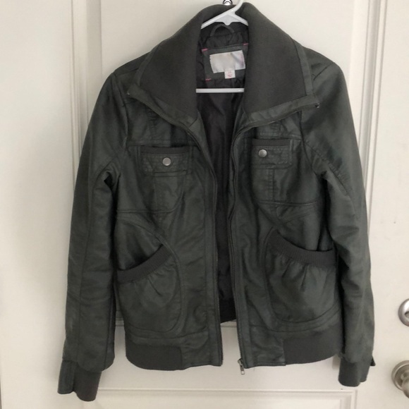 Xhilaration Jackets & Blazers - Faux gray leather bomber jacket